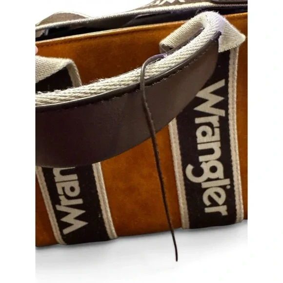 Wrangler Brown Mini Tote Crossbody Bag Logo Striped Western Purse - Picture 3 of 6
